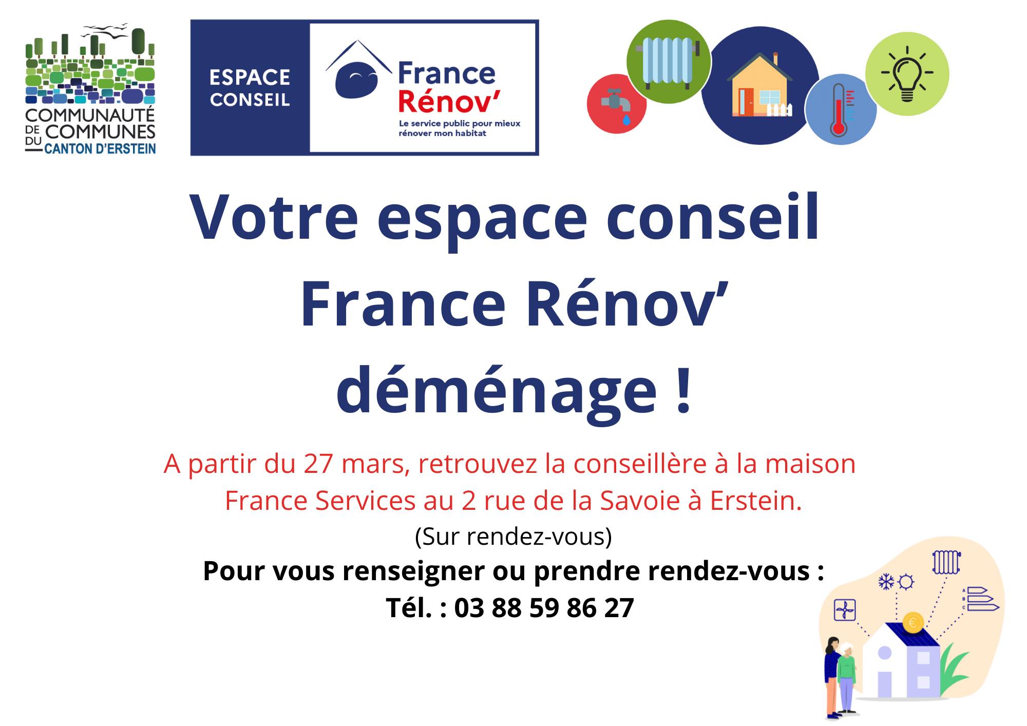 Déménagement de l'espace conseil France Rénov'